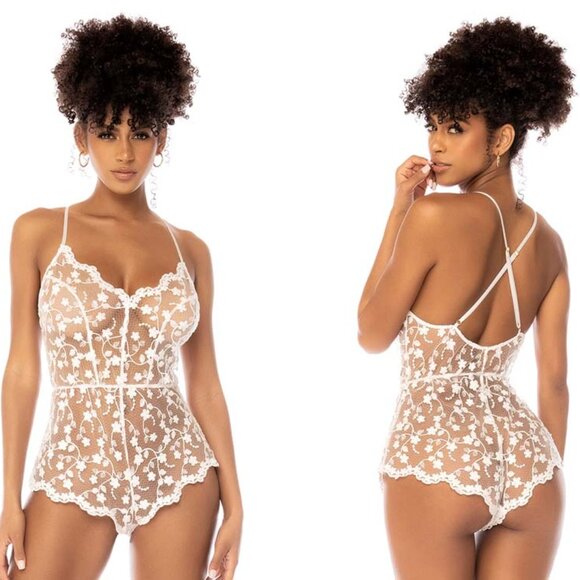 Celina Star White Lace Embroidered Romper